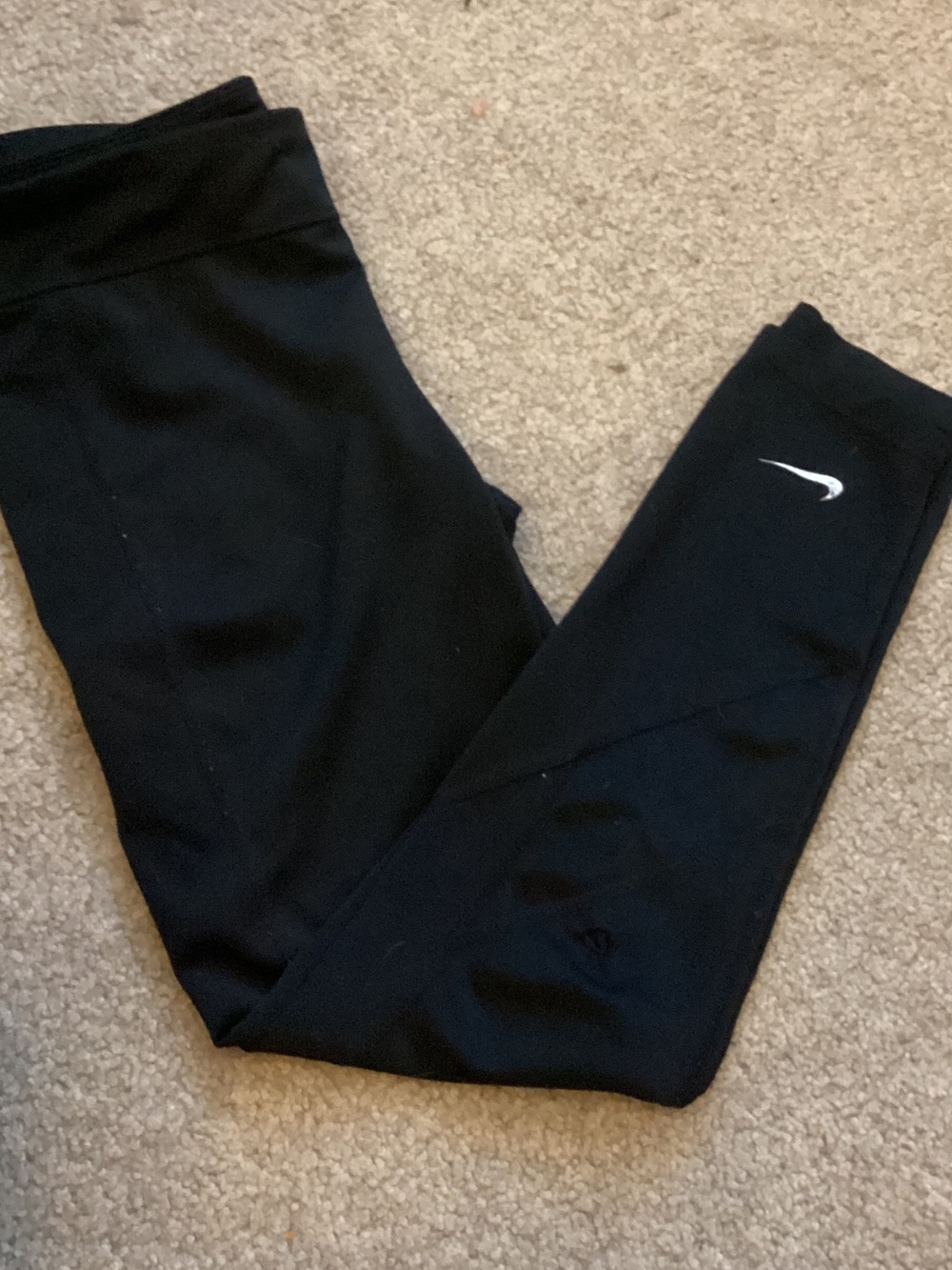 Nike Kids Black Leggings with White Swoosh